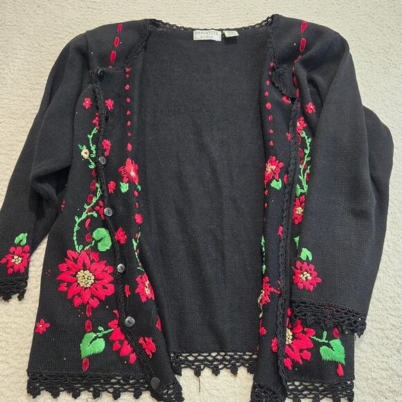 Vtg Arriviste Woman Embroidered Button-up Christmas Cardigan Sweater Size 14/16 - Picture 11 of 12
